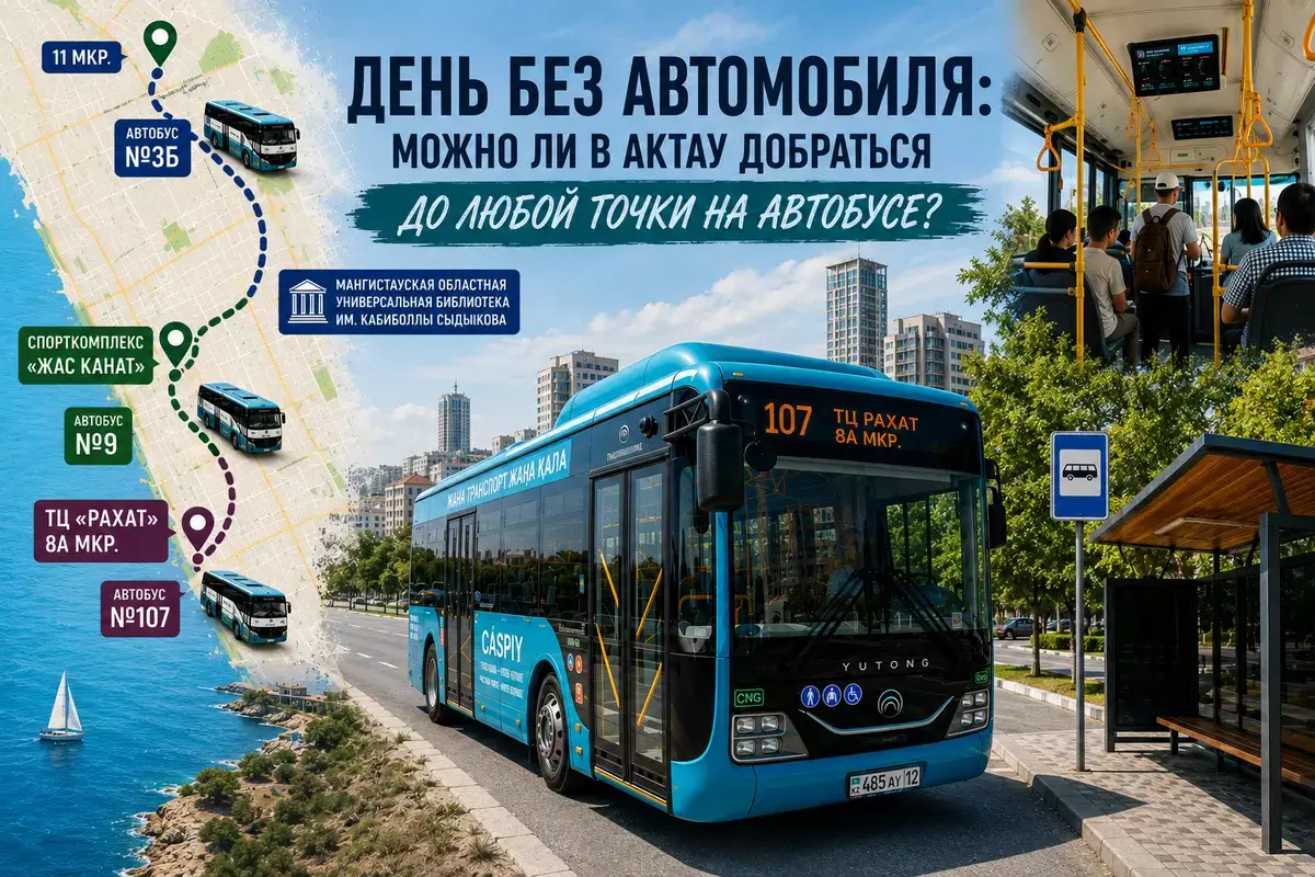 День без автомобиля: можно ли в Актау добраться до любой точки города на автобусе? - новости на Lada.kz 12.07.2026