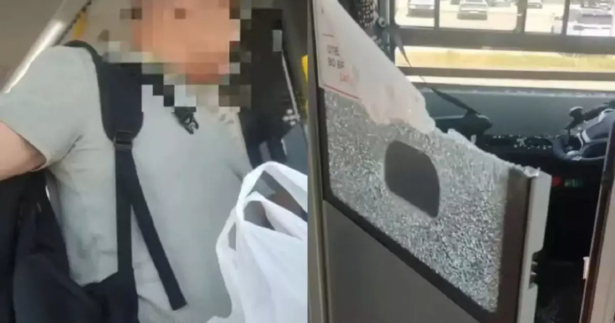 Астанада аялдамасынан өтіп кеткен ер адам автобустың әйнегін сындырды (ВИДЕО) 