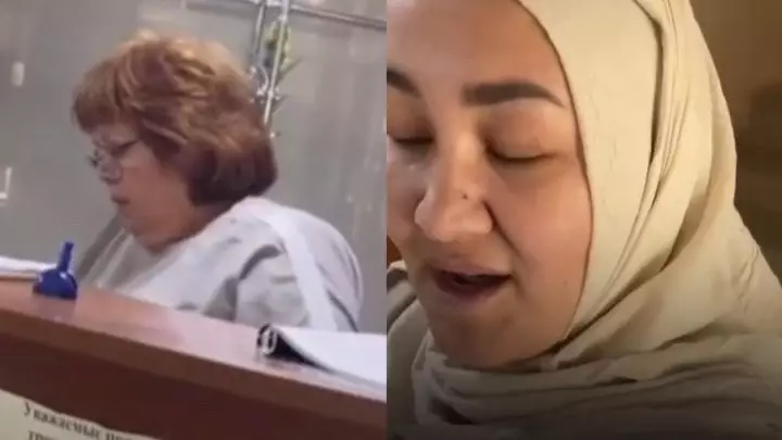  Хиджаб киген әйелді бассейн ғимаратынан қуып шықпақ болған (ВИДЕО) 