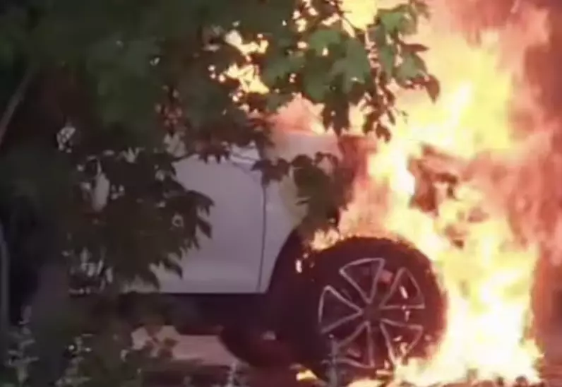 Семейде балалар ойнап жүріп көлікті өртеп жіберген (видео)
