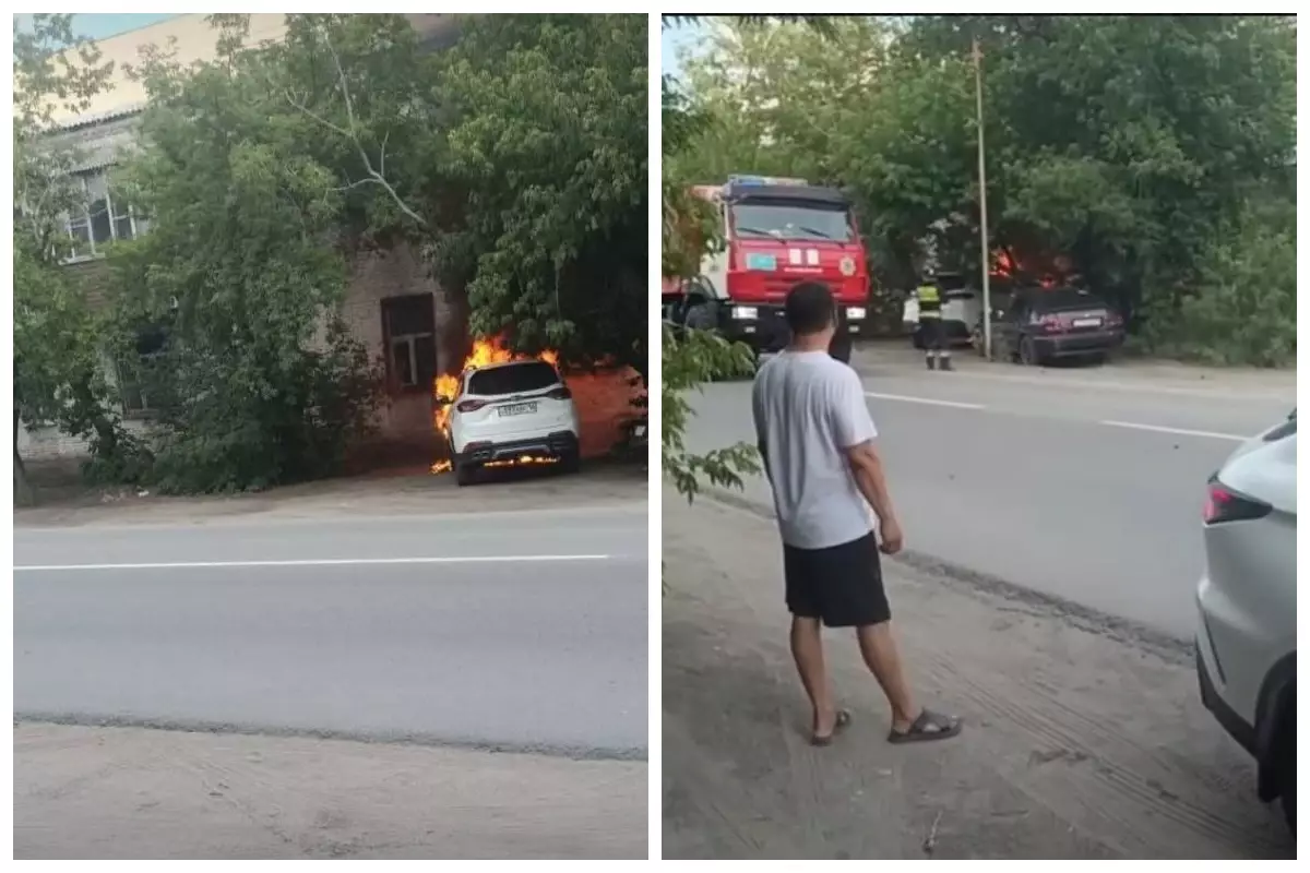 Семейде балалар аулада тұрған көлікті өртеп жіберген