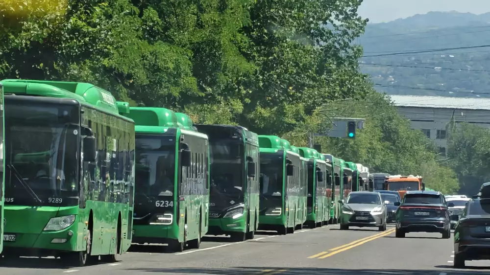 Алматы көшелері бойында автобустар тізіліп тұр: кезек мәселесі жаздың аяғына дейін шешіледі