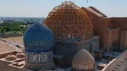  Қожа Ахмет Ясауи кесенесінің күмбезіне реставрация жұмыстары жалғасып жатыр 