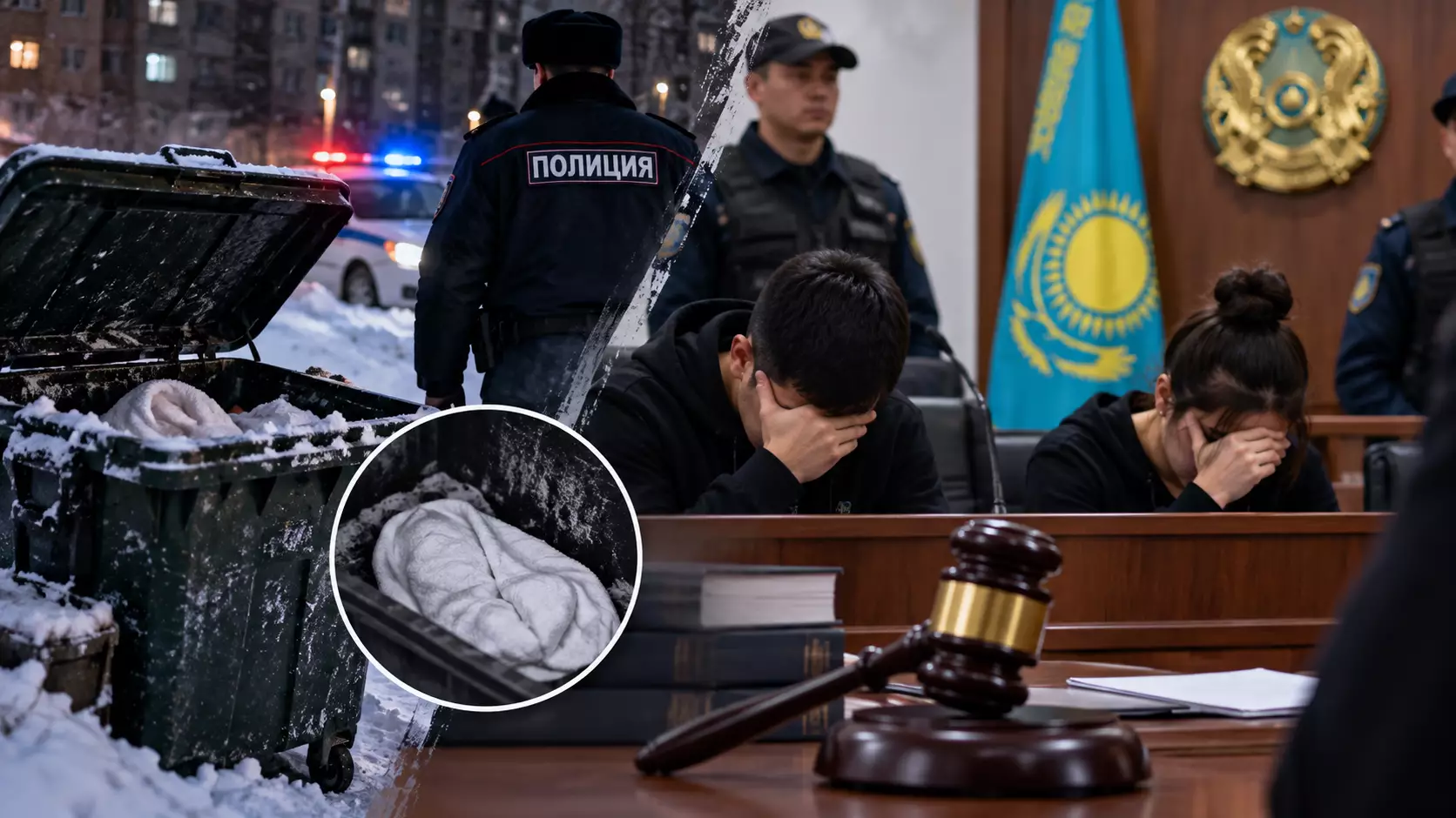 «Аязды күнде нәрестені қоқысқа тастаған»: Семейлік полицейлердің әрекетіне қатысты сот ісі басталды