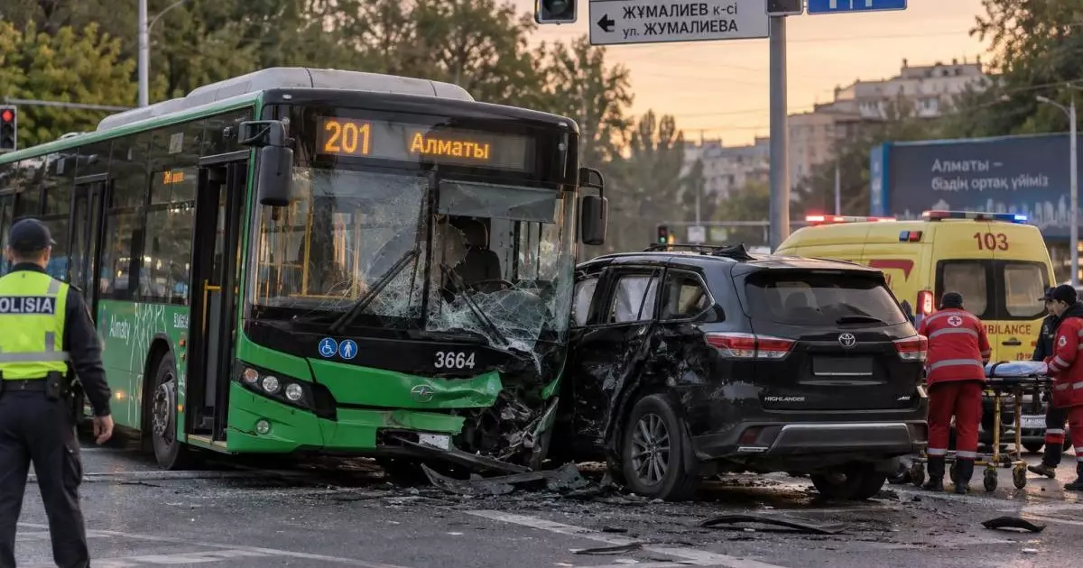  Девять человек обратились за помощью после ДТП с автобусом в Алматы 