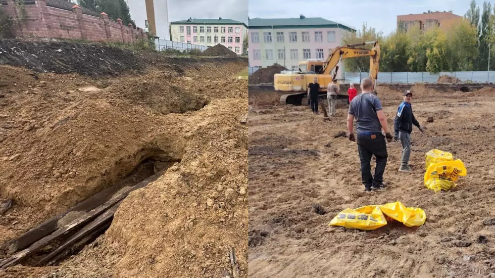 “Тұтас қабірлер тізбегі“: Петропавлда спорт орталығының құрылысы кезінде көне зират табылды