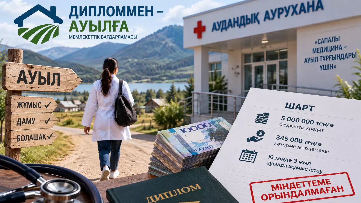 «Дипломмен – ауылға» деп 5 млн теңге алған маман үш жыл жұмыс істемеген