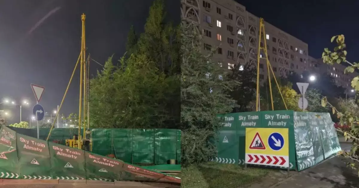  Ограждения SkyTrain появились на Саина 