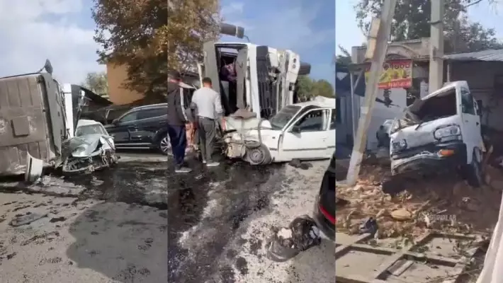 В Андижанской области грузовик протаранил семь автомобилей, три человека погибли