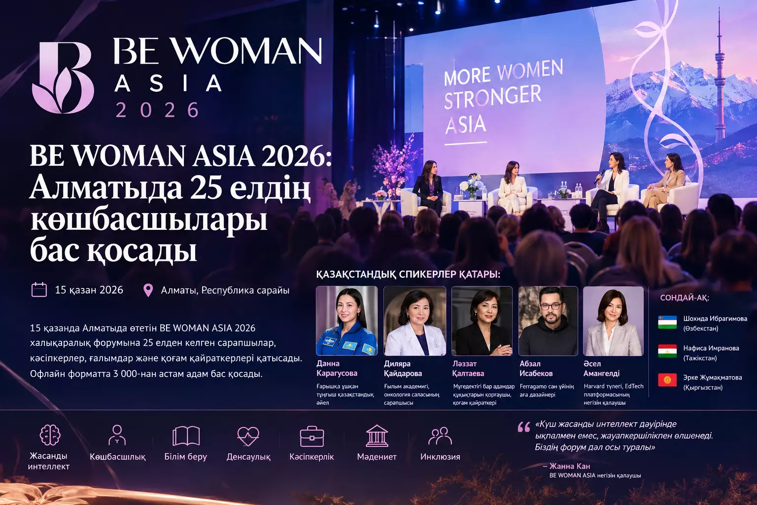 Технологиядан инклюзияға дейін: Алматыда BE WOMAN ASIA форумы өтеді