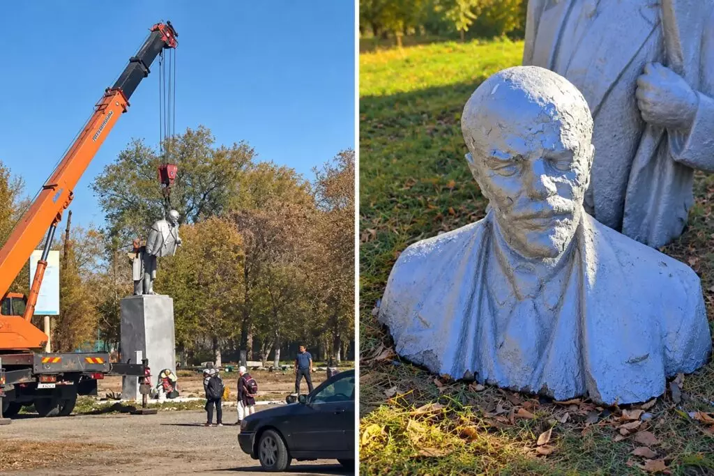 Қостанайда Ленин ескерткішін қақ бөлді: әкімдік түсініктеме берді
