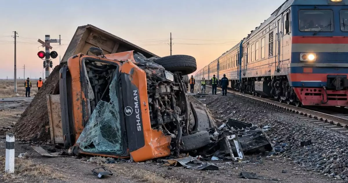  Поезд Алматы — Петропавловск столкнулся с самосвалом в Карагандинской области 