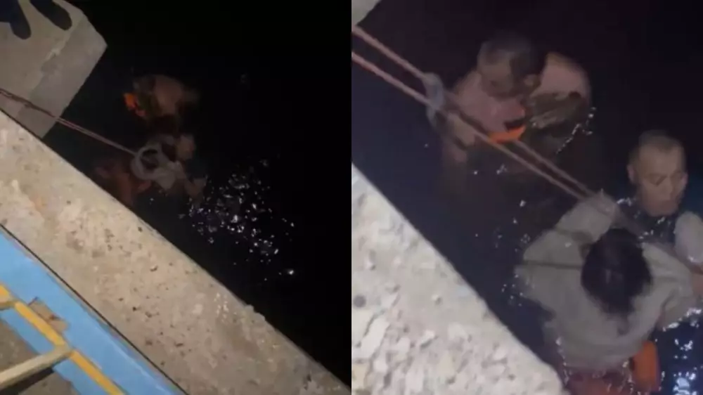 Девушка оказалась в ледяной воде в Аркалыке: спасение попало на видео