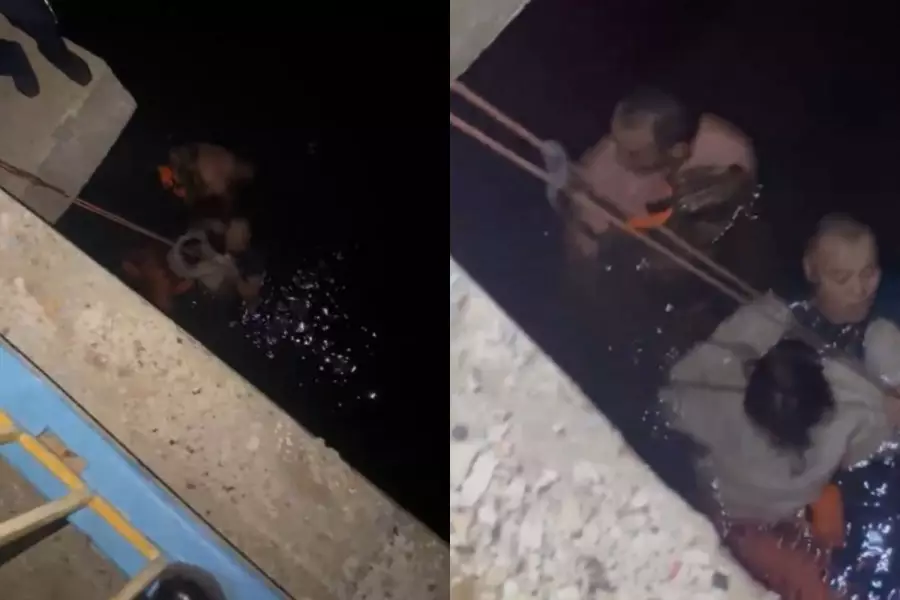 Арқалықта полицейлер көпірден құлап кеткен қызды құтқарды