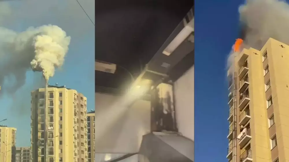 Высокий столб дыма поднялся над Туркестаном: в кафе вспыхнул пожар